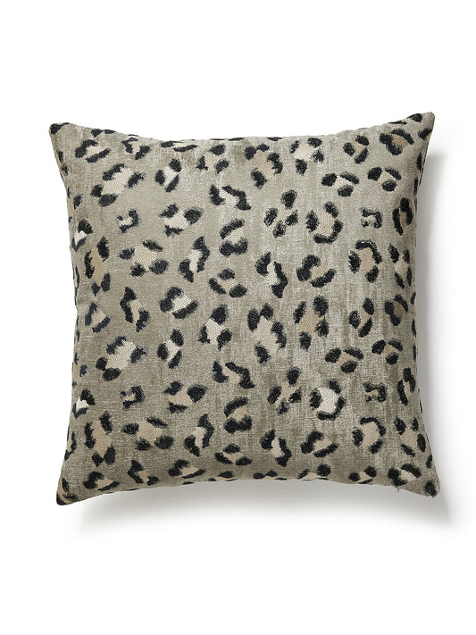 Scalamandre Broderie Leopard 22 X 22 - Ebony on Silver Decorative Pillow