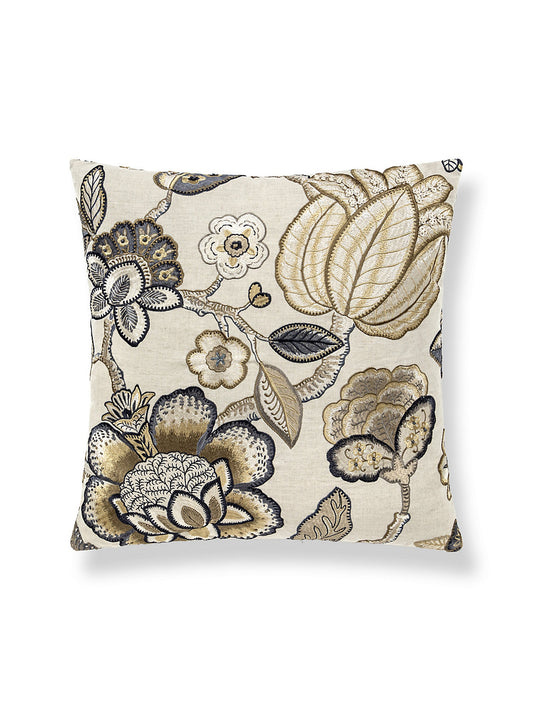 Scalamandre Coromandel Embroidery 22 X 22 - Flax Decorative Pillow