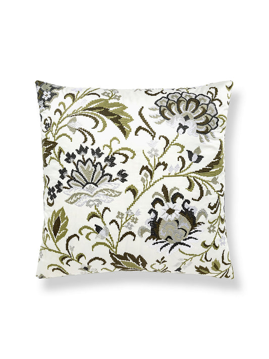 Scalamandre Delphine Embroidery 22 X 22 - Ash Decorative Pillow