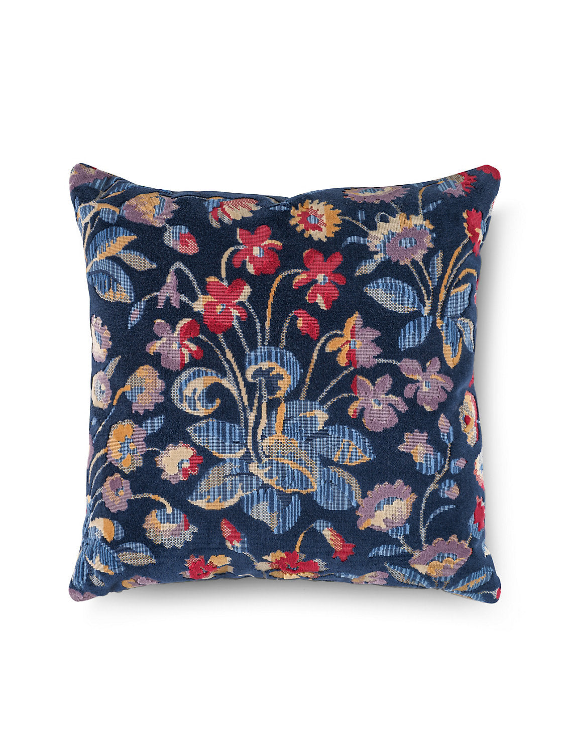 Scalamandre Millefleur Velvet 22 X 22 - Navy Lilac Decorative Pillow