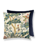 Scalamandre Kelmescott / Aurora 22 X 22 - Peacock on Sand / Navy Decorative Pillow