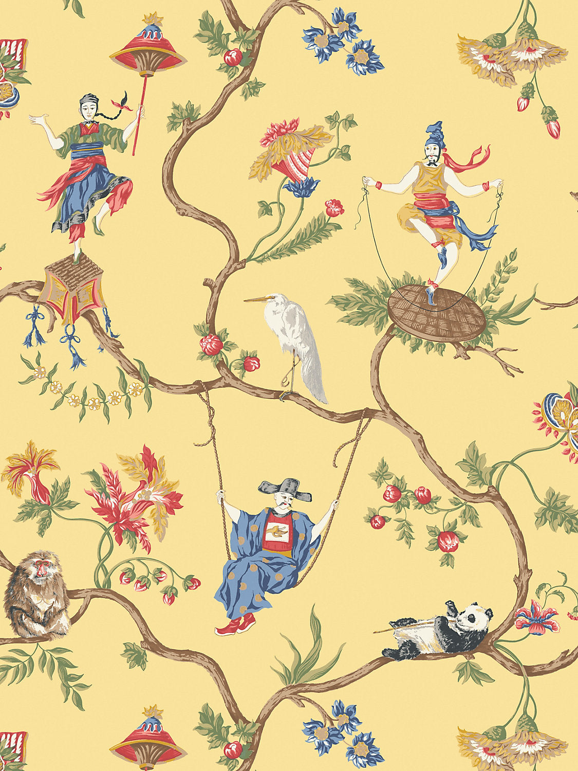 Scalamandre Ming Circus Multi on Pollen Wallcovering