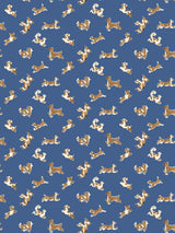 Scalamandre Fete De Chien Royal Blue and Caramel Wallcovering
