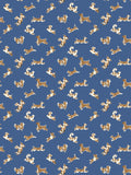 Scalamandre Fete De Chien Royal Blue and Caramel Wallcovering