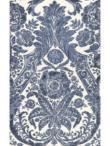 Scalamandre Luciana Damask Print Denim Wallcovering