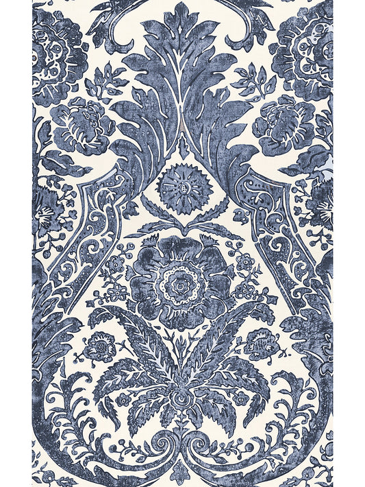 Scalamandre Luciana Damask Print Denim Wallcovering