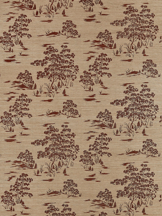 Scalamandre Katsura Embroidered Toile Terra Wallcovering