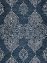 Scalamandre Taj Embroidered Sisal Indigo Wallcovering