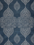 Scalamandre Taj Embroidered Sisal Indigo Wallcovering