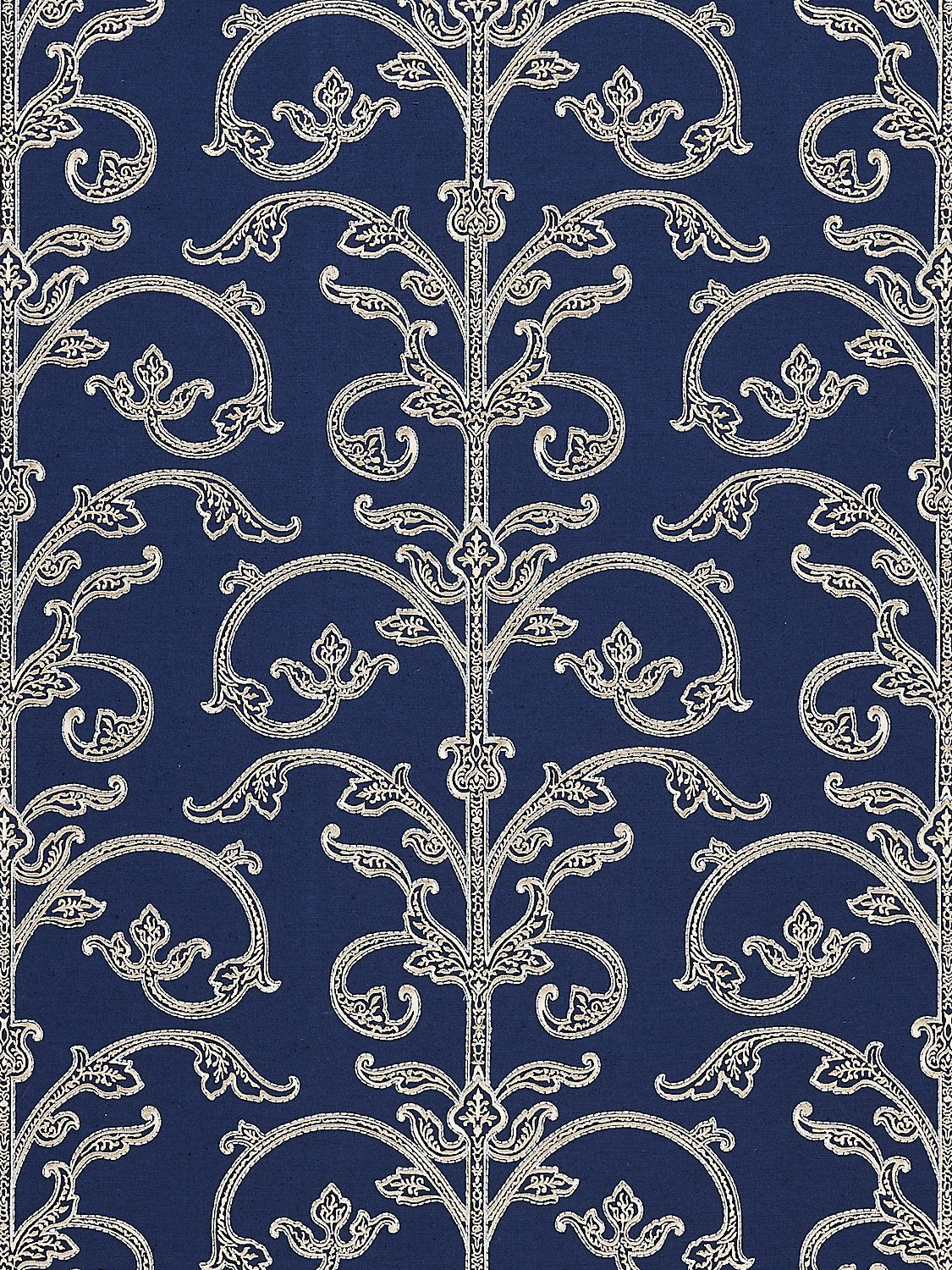 Scalamandre Saxony Scroll Navy Wallcovering