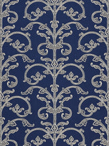 Scalamandre Saxony Scroll Navy Wallcovering