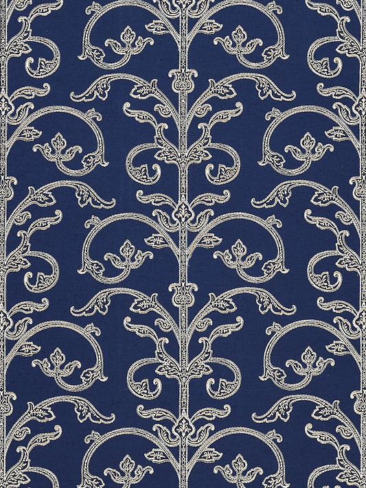 Scalamandre Saxony Scroll Navy Wallcovering