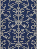 Scalamandre Saxony Scroll Navy Wallcovering