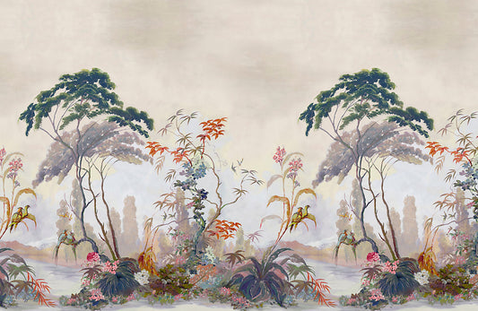 Scalamandre Vembanad Mural 4 Panel Set Sunset Wallcovering