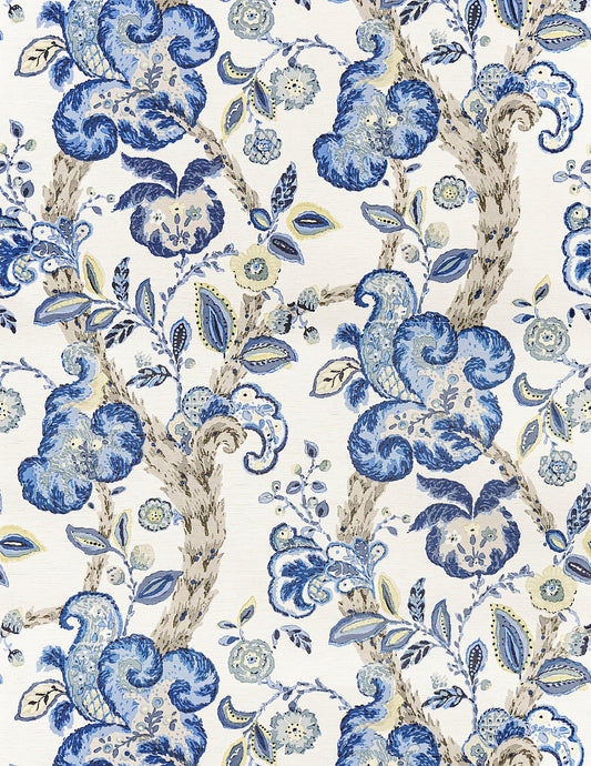 Scalamandre Cumbria China Blue on Ivory Wallcovering