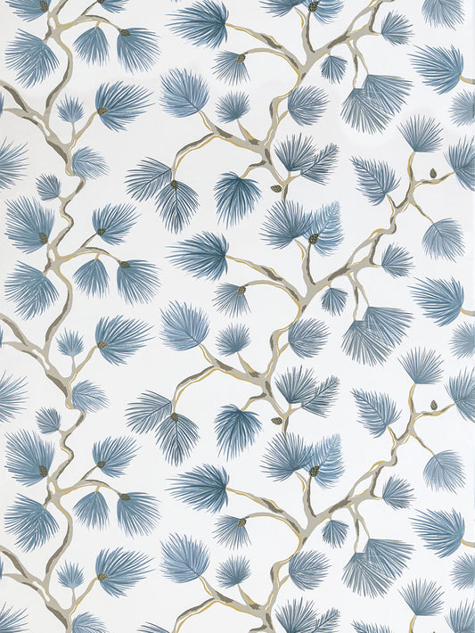 Scalamandre Pignoli Blue Jay Wallcovering
