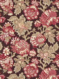 Scalamandre Canterbury Linen Print Mulberry Red Brown Jacobean Tree of Life Fabric - Special Order- By The Yard