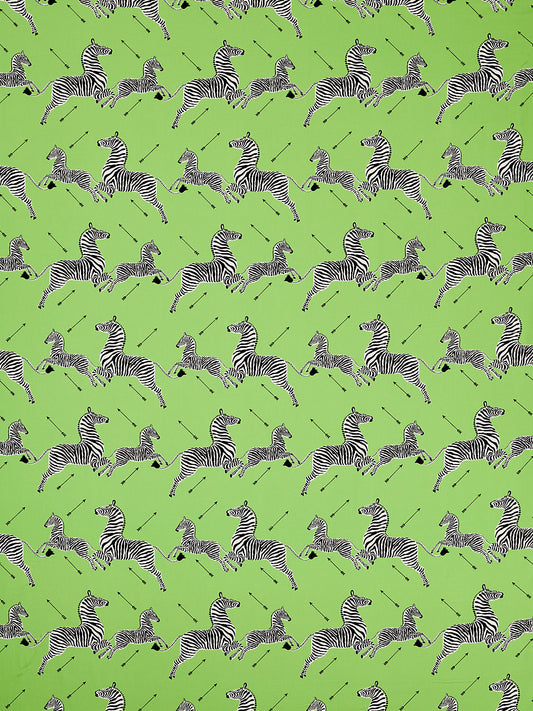 Scalamandre Zebras Petite Lime Green Black White Cotton Print Animal MSRP USD258/y