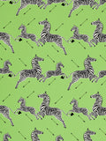 Scalamandre Zebras Petite Lime Green Black White Cotton Print Animal MSRP USD258/y