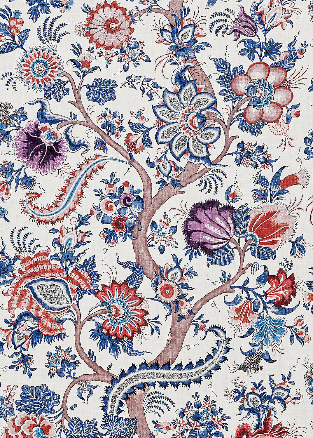 Special Order Scalamandre Metropolitan Palampore Print Linen Red Multi Floral Jacobean Tree of Life MSRP USD488/y
