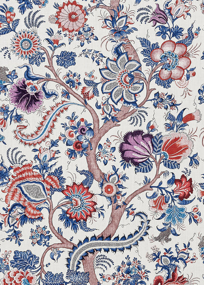Special Order Scalamandre Metropolitan Palampore Print Linen Red Multi Floral Jacobean Tree of Life MSRP USD488/y