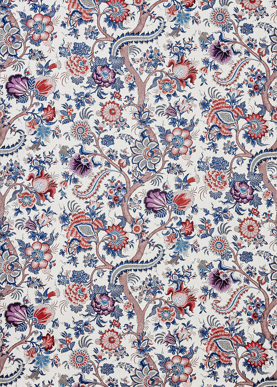 Special Order Scalamandre Metropolitan Palampore Print Linen Red Multi Floral Jacobean Tree of Life MSRP USD488/y