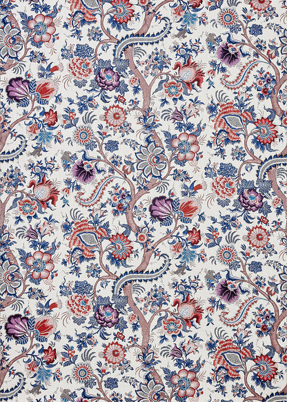 Special Order Scalamandre Metropolitan Palampore Print Linen Red Multi Floral Jacobean Tree of Life MSRP USD488/y