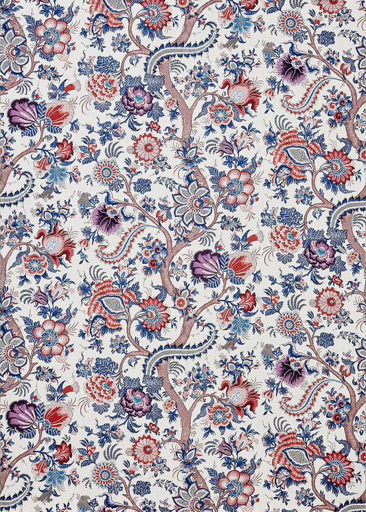 Special Order Scalamandre Metropolitan Palampore Print Linen Red Multi Floral Jacobean Tree of Life MSRP USD488/y
