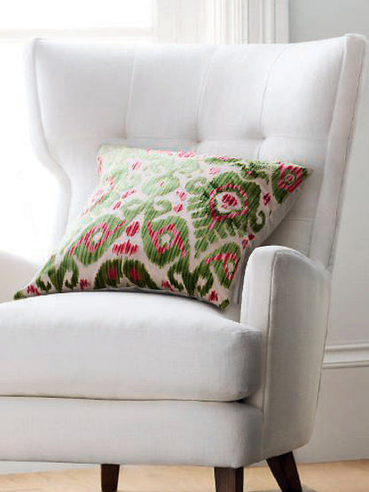 Special Order Scalamandre Tashkent Velvet Spring Green Ikat Red Black Beige Cotton Viscose MSRP USD624/y