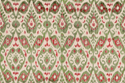 Special Order Scalamandre Tashkent Velvet Spring Green Ikat Red Black Beige Cotton Viscose MSRP USD624/y