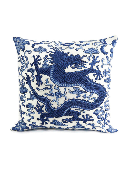 Scalamandre Chi'en Dragon 22 X 22 - Indigo Decorative Pillow