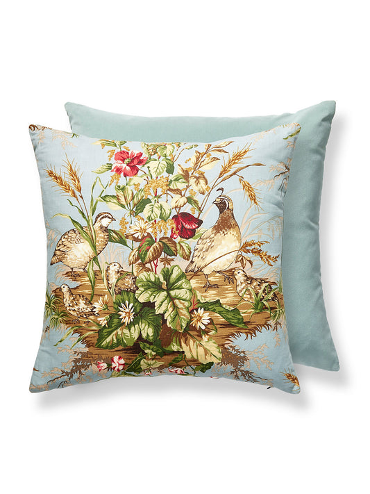 Scalamandre Edwin's Covey 22 X 22 - Multi on London Blue Decorative Pillow
