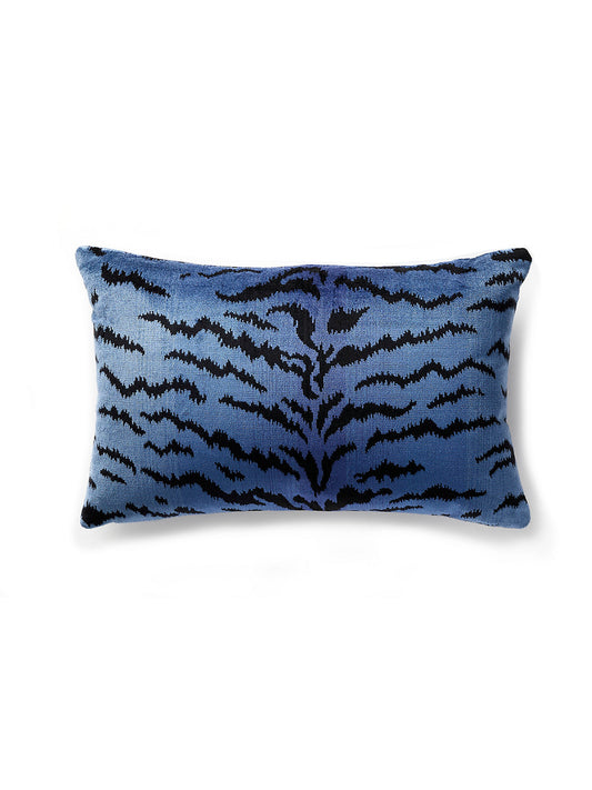 Scalamandre Tigre / Silk 14 X 22 - Blues & Black Decorative Pillow