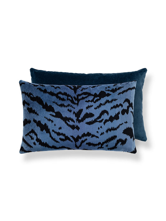 Scalamandre Tigre 14 X 22 - Blues & Black / Indigo Decorative Pillow