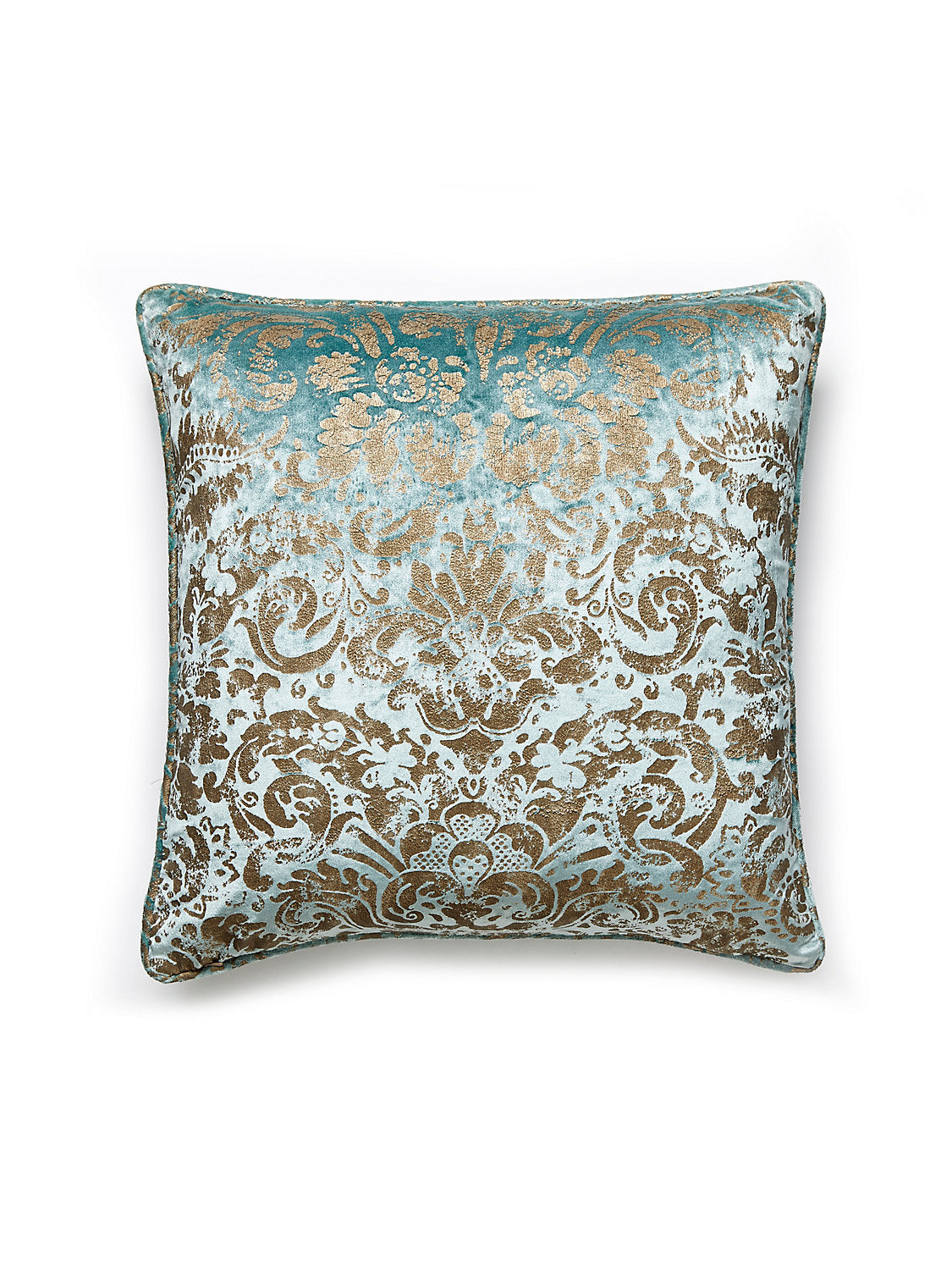 Scalamandre Palladio Velvet Damask 22 X 22 - Verdigris Decorative Pillow