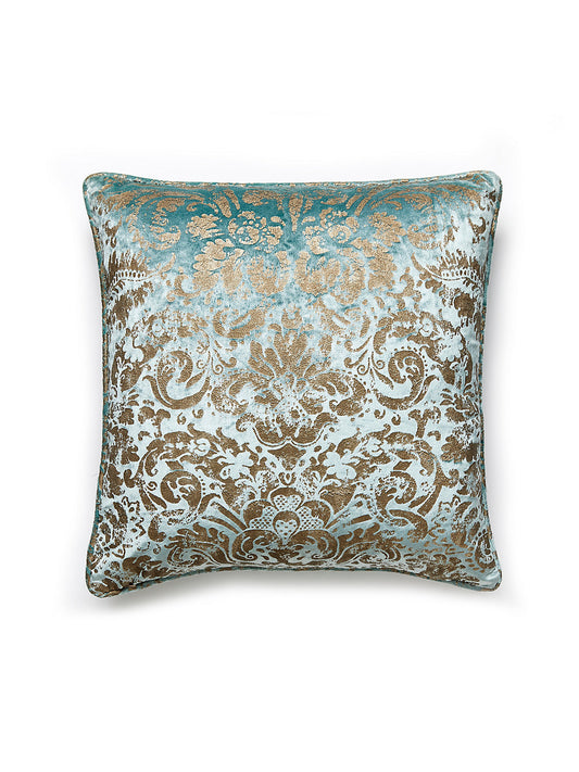 Scalamandre Palladio Velvet Damask 22 X 22 - Verdigris Decorative Pillow