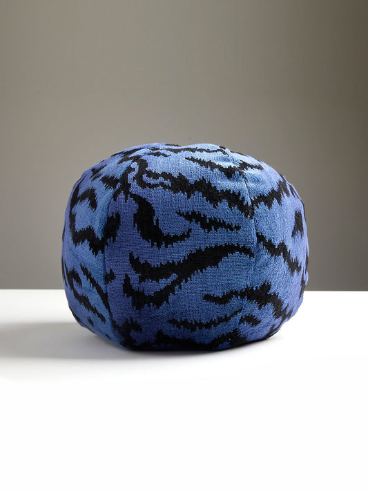 Scalamandre Tigre / Silk 12 DIA - Blues & Black Decorative Pillow