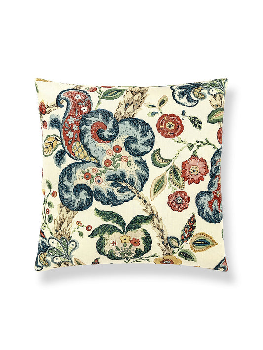 Scalamandre Cumbria Hand Block 22 X 22 - Multi on Cream Decorative Pillow