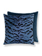 Scalamandre Tigre 22 X 22 - Blues & Black / Indigo Decorative Pillow