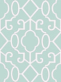 Scalamandre Ming Fretwork Aquamarine Wallcovering