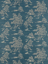 Scalamandre Katsura Embroidered Toile Peacock Wallcovering