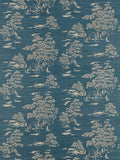Scalamandre Katsura Embroidered Toile Peacock Wallcovering