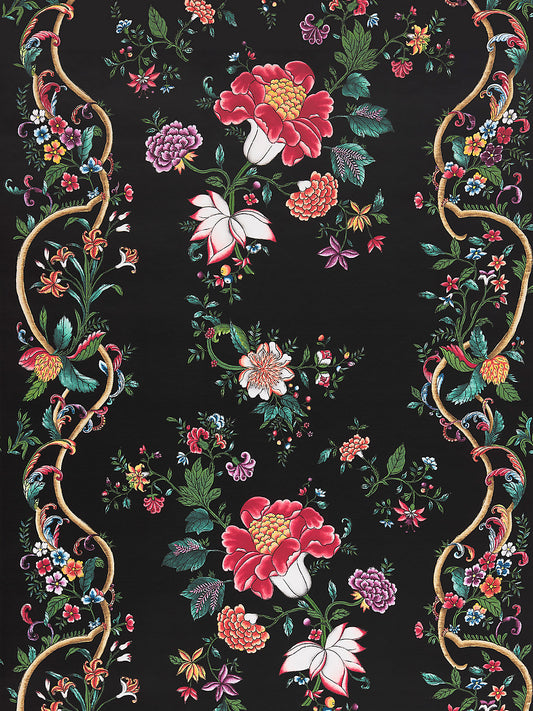 Scalamandre Camellia Trellis Onyx Ruby Wallcovering