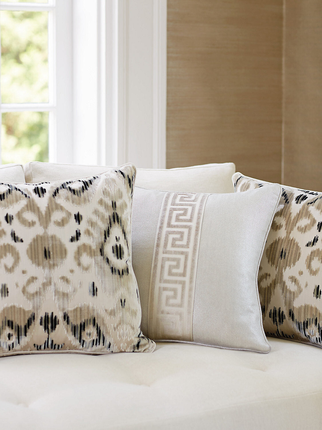 Special Order Scalamandre Tashkent Velvet Spring Green Ikat Red Black Beige Cotton Viscose MSRP USD624/y