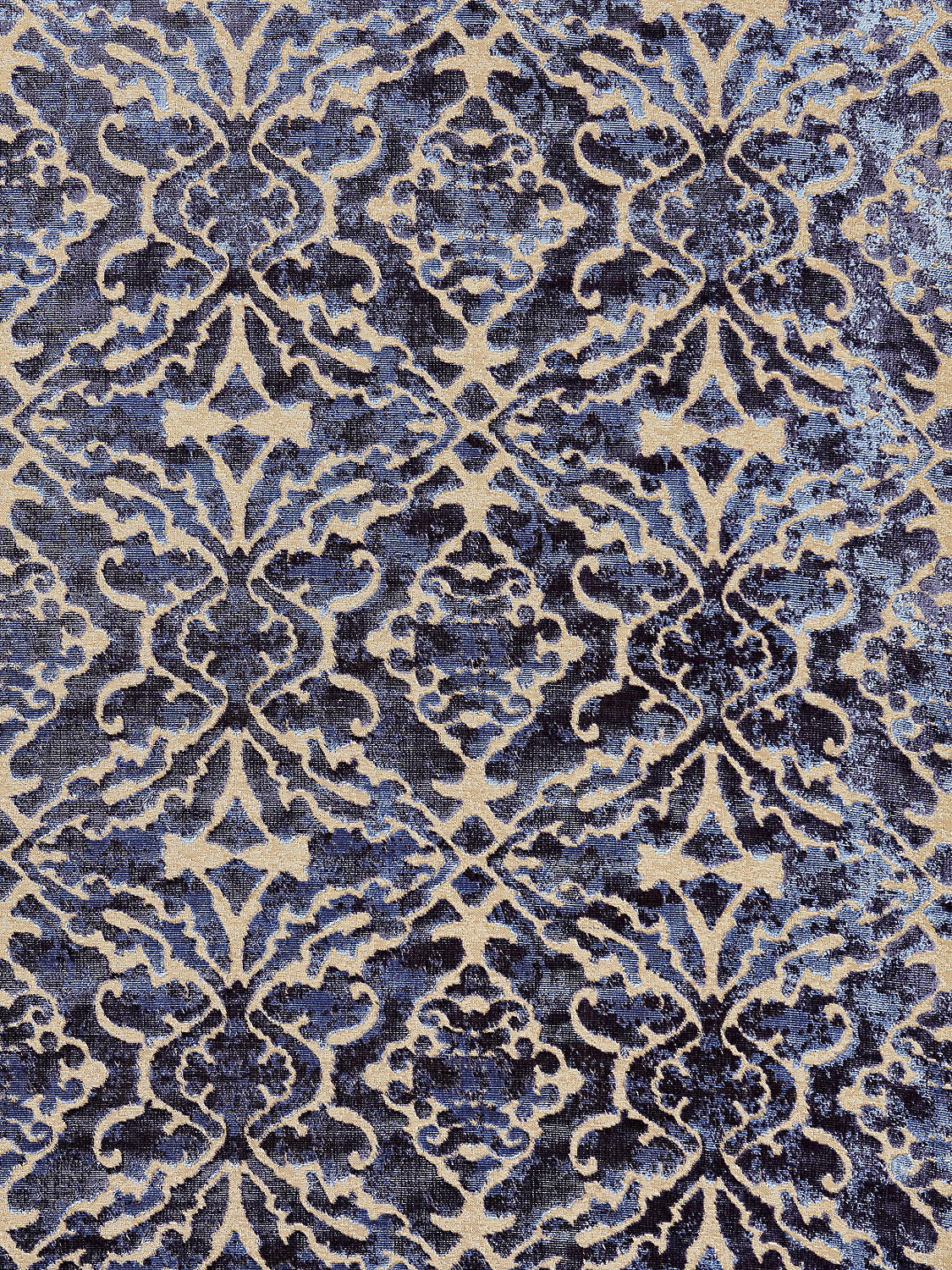 Scalamandre Palazzo Velvet Indigo Deep Blue  Damask MSRP USD 556/y - Special Order - By The Yard