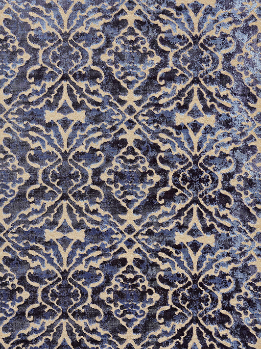 Scalamandre Palazzo Velvet Indigo Deep Blue  Damask MSRP USD 556/y - Special Order - By The Yard