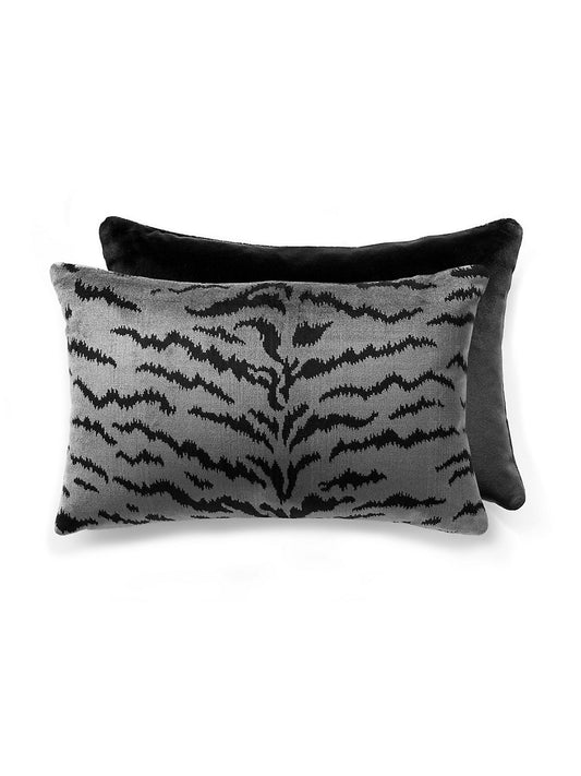 Scalamandre Tigre 14 X 22 - Silver & Black / Black Decorative Pillow