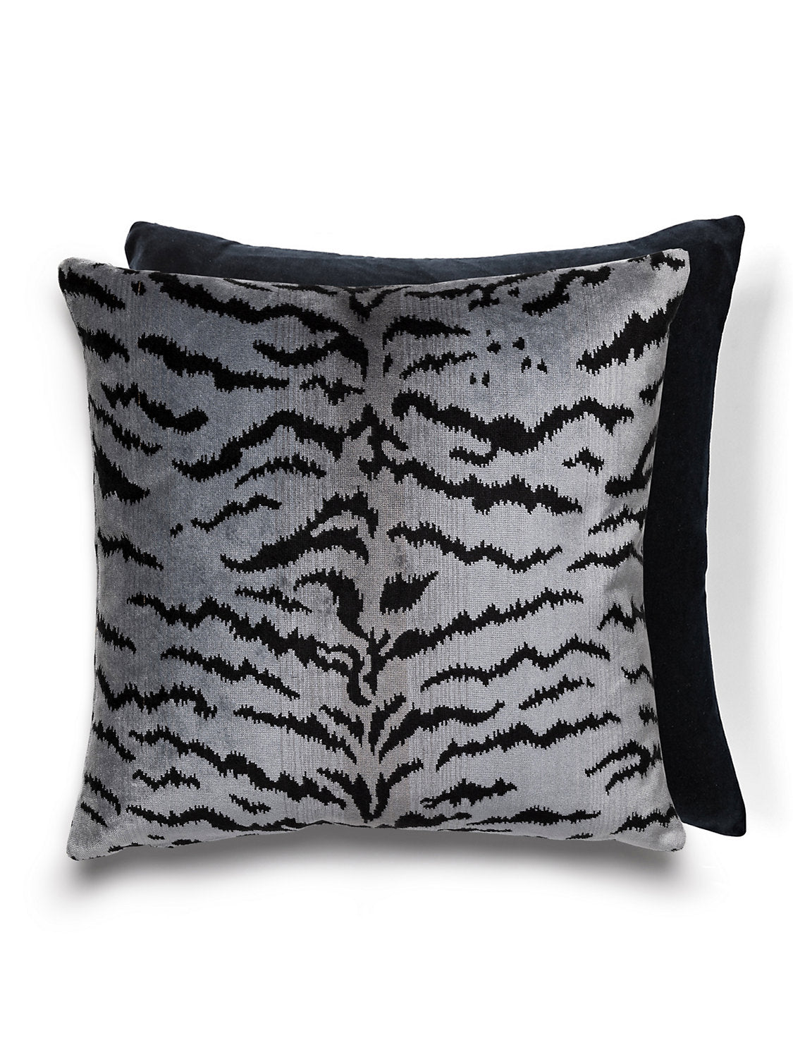 Scalamandre Tigre 22 X 22 - Silver & Black / Black Decorative Pillow