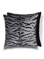 Scalamandre Tigre 22 X 22 - Silver & Black / Black Decorative Pillow