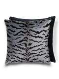 Scalamandre Tigre 22 X 22 - Silver & Black / Black Decorative Pillow